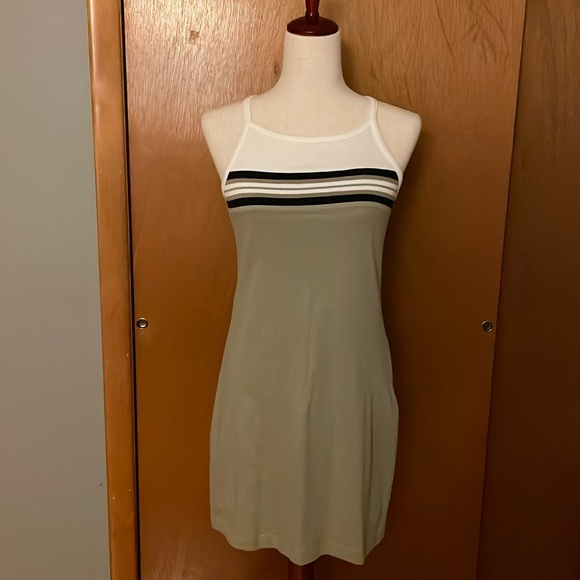 Express Bleus tank dress, size S. Green with stripes. Stretchy and bodycon - Picture 1 of 16